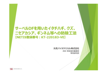 サーベルDFを用いたイタチハギ、クズ、ニセアカシア、ギンネム等への防除工法 － 施工事例のご紹介 －